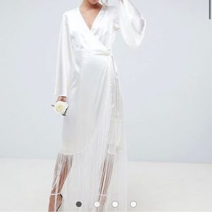 NWT ASOS EDITION satin fringe wrap wedding dress